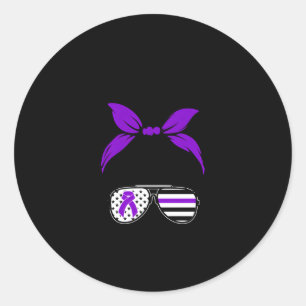 Domestic Violence Warrior Ribbon Purple Warrior Me Classic Round Sticker