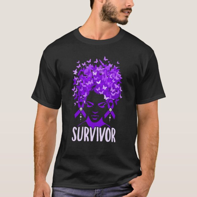 Domestic Violence Women purple butterflies Survivo T-Shirt (Front)