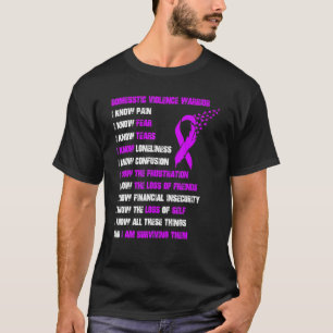 Domestic Violence Worrior With A Ribbon Domestic V T-Shirt