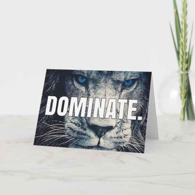 Dominate - Lion Motivational Card (Front)