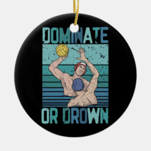 Dominate Or Down Retro Water Polo Player Vintage S Ceramic Tree Decoration