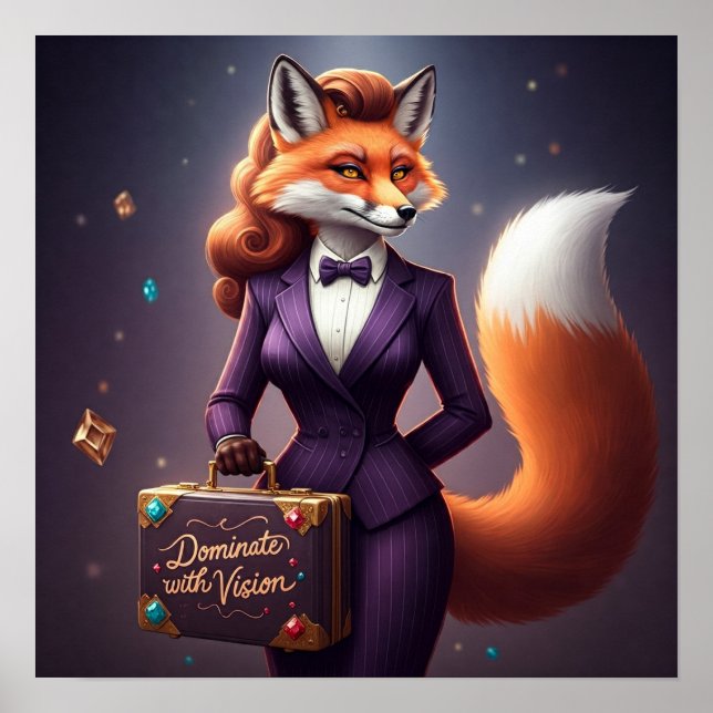 Dominate with Vision - Femme Fox Power Poster (Front)
