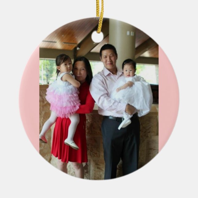 Dominic and Family Ceramic Tree Decoration (Front)