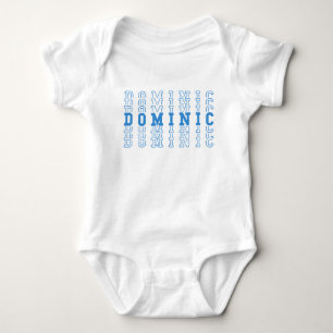 Dominic Blue Personalised Repeat Name Baby Bodysuit