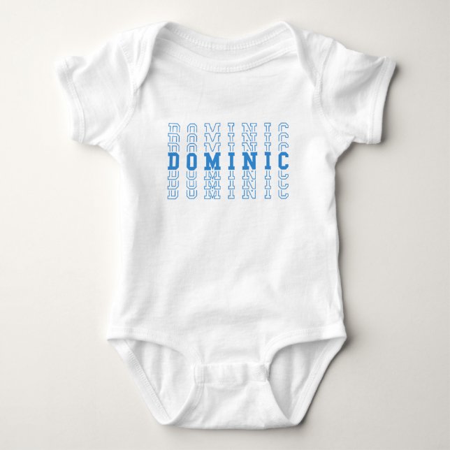 Dominic Blue Personalised Repeat Name Baby Bodysuit (Front)