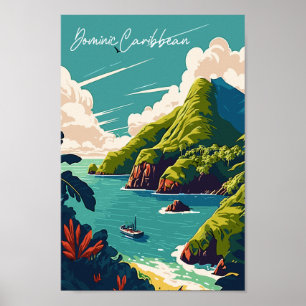 Dominic Caribbean vintage travel illustration Poster