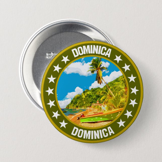 Dominica                                           7.5 cm round badge (Front & Back)