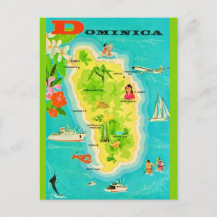 Dominica Caribbean Island  Map Postcard