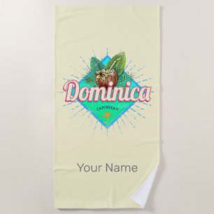 Dominica Caribbean Retro Vacation Vintage Island Beach Towel