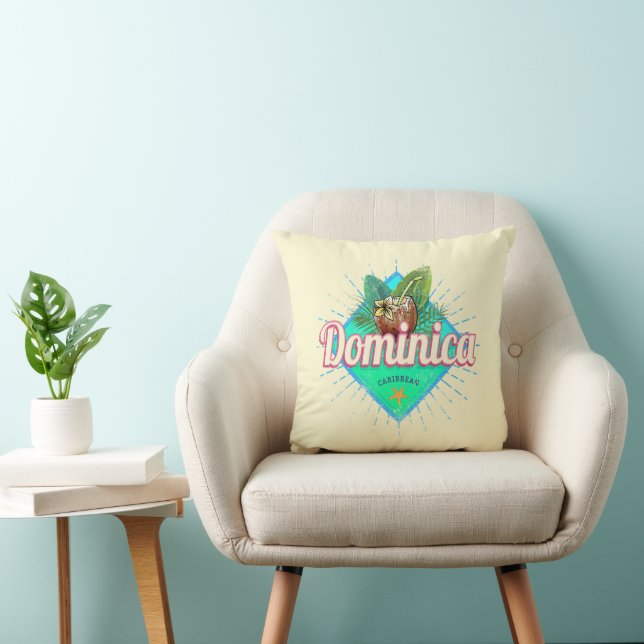 Dominica Caribbean Retro Vacation Vintage Island Cushion (Chair)