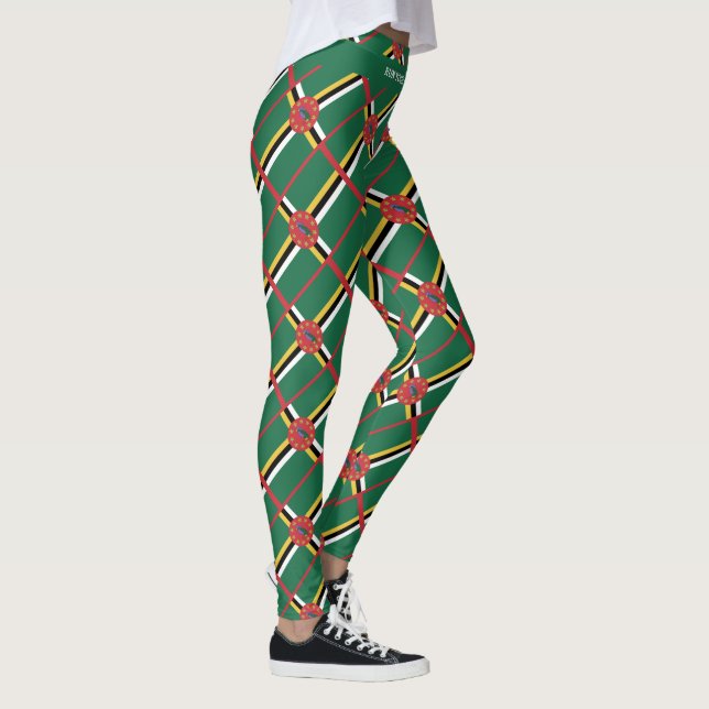 DOMINICA Custom Text RUN YOUR OWN RACE Flag Leggings (Right)