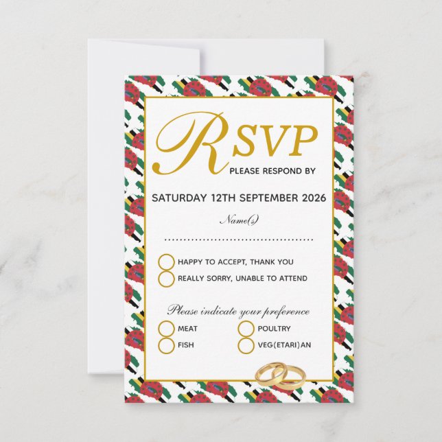 DOMINICA Custom Wedding RSVP Response Card (Front)