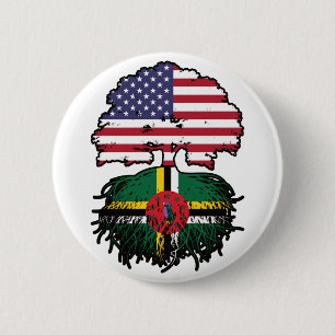 Dominica Dominican American USA Tree Roots Flag 6 Cm Round Badge