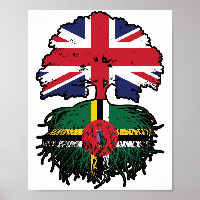 Dominica Dominican British UK Tree Roots Flag Poster (Front)
