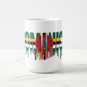 Dominica Drip Text Caribbean Flag Design Fan Coffee Mug