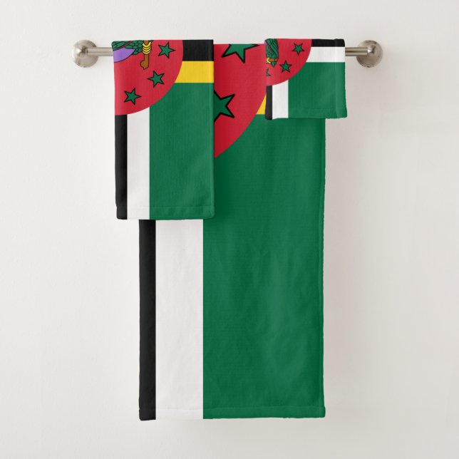 Dominica Flag Bath Towel Set (Insitu)