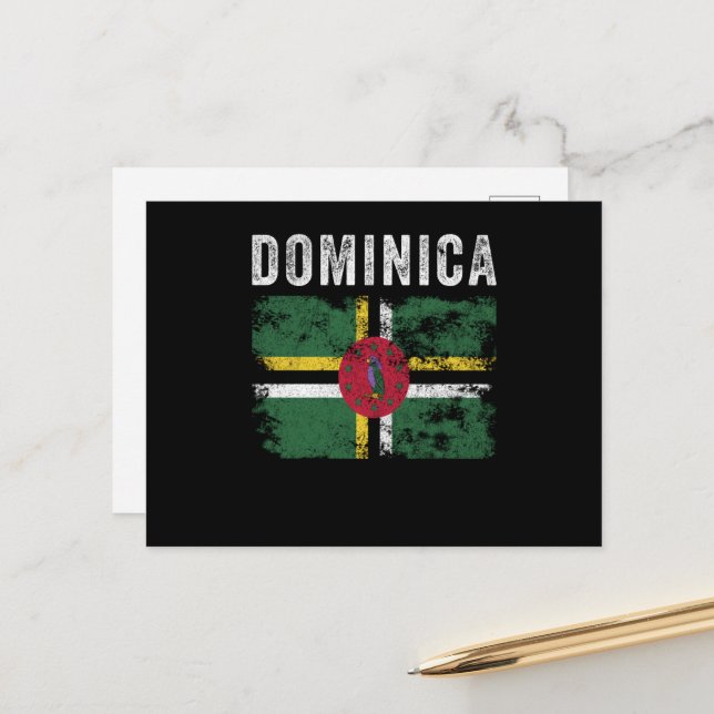 Dominica Flag Distressed Dominican Flag Postcard (Front/Back In Situ)