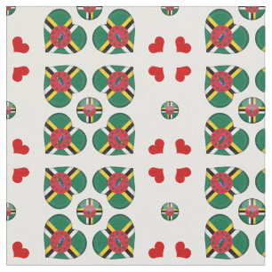 Dominica Flag & Dominica Heart fashion Fabric