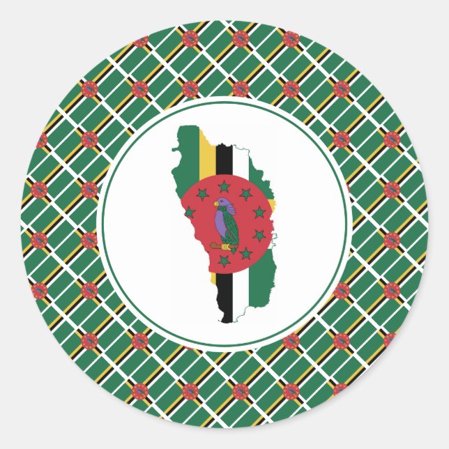 DOMINICA FLAG Dominican Map Stylish Patriotic Classic Round Sticker (Front)