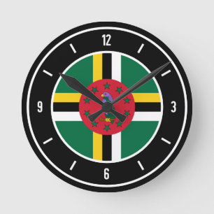 Dominica Flag Elegant Round Clock