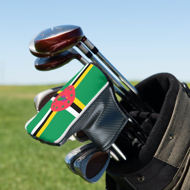 Dominica flag golf head cover (In Situ)