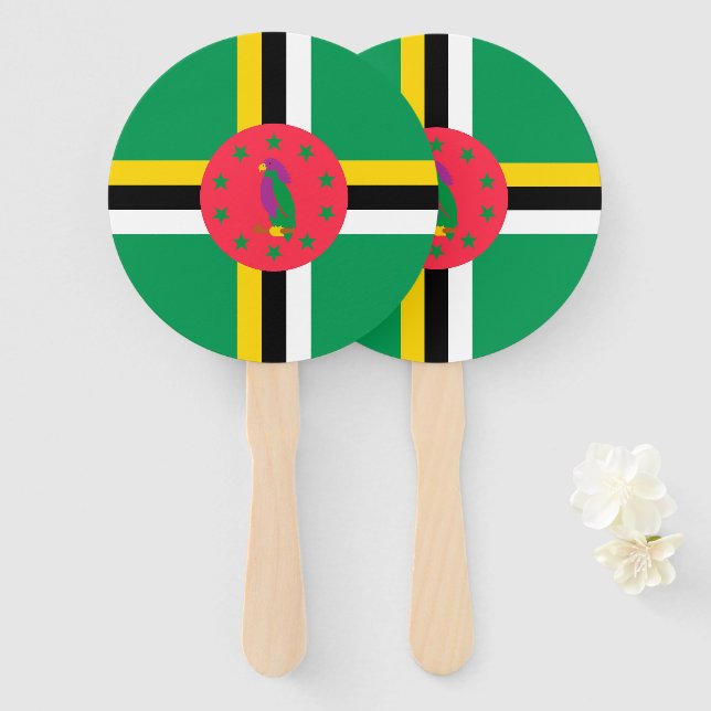 Dominica flag hand fan (Front and Back)