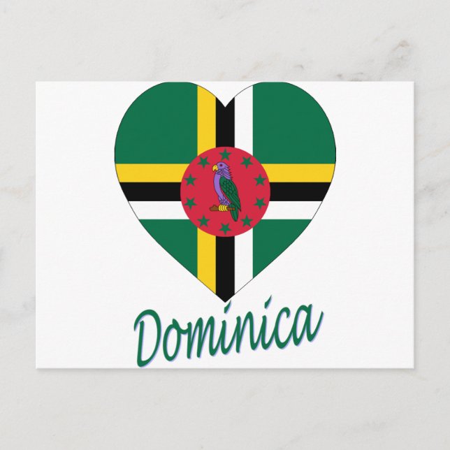 Dominica Flag Heart Postcard (Front)