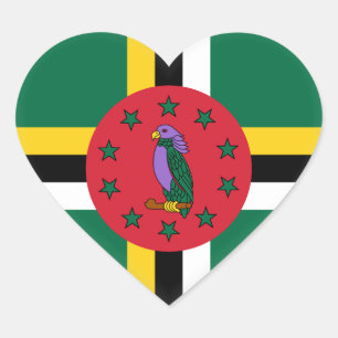 Dominica Flag Heart Sticker