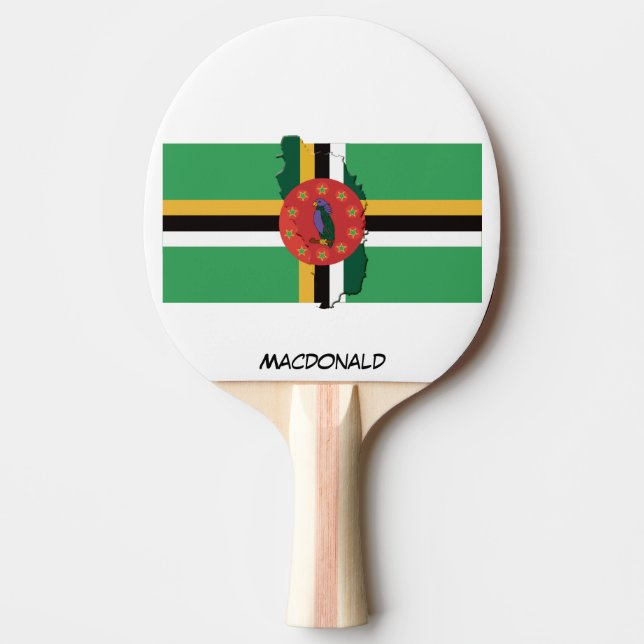 DOMINICA FLAG & MAP Personalised Ping Pong Paddle (Front)