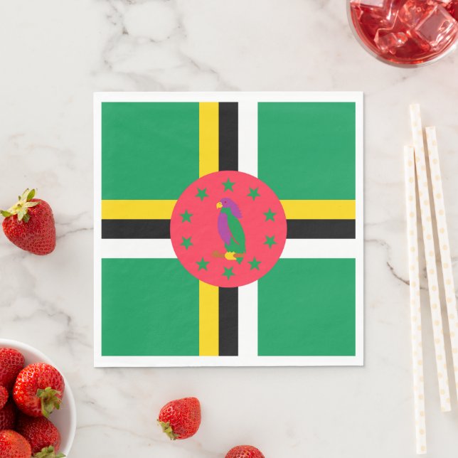 Dominica flag napkin (Insitu)