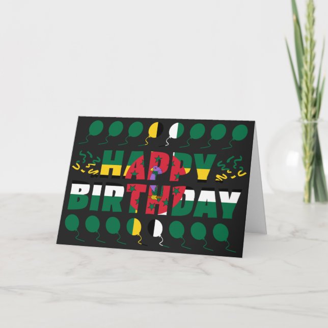 Dominica Flag Patriotic Birthday Card (Front)
