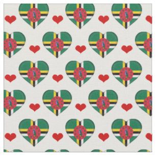 Dominica Flag Red Heart fashion Fabric/Dominica Fabric