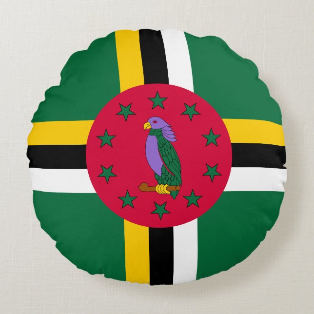 Dominica Flag Round Cushion (Front)