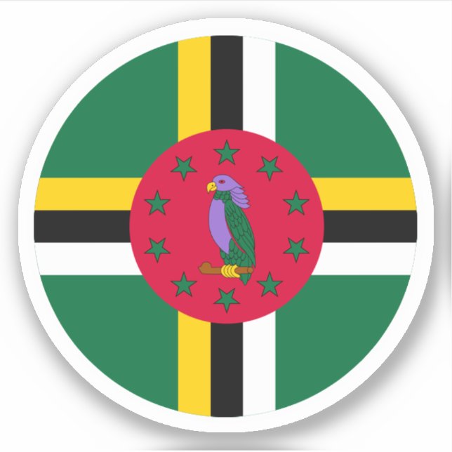 Dominica Flag Round Sticker (Front)