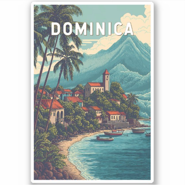 Dominica Illustration Travel Art Vintage (Front)