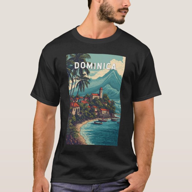 Dominica Illustration Travel Art Vintage T-Shirt (Front)