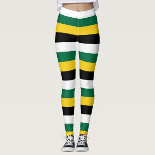 Dominica National Flag Colours Horizontal Striped Leggings