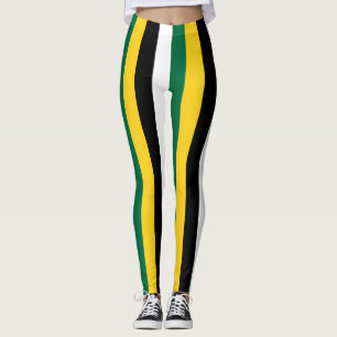 Dominica National Flag Colours Vertical Striped Leggings