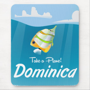 Dominica retro plane travel poster. mouse mat