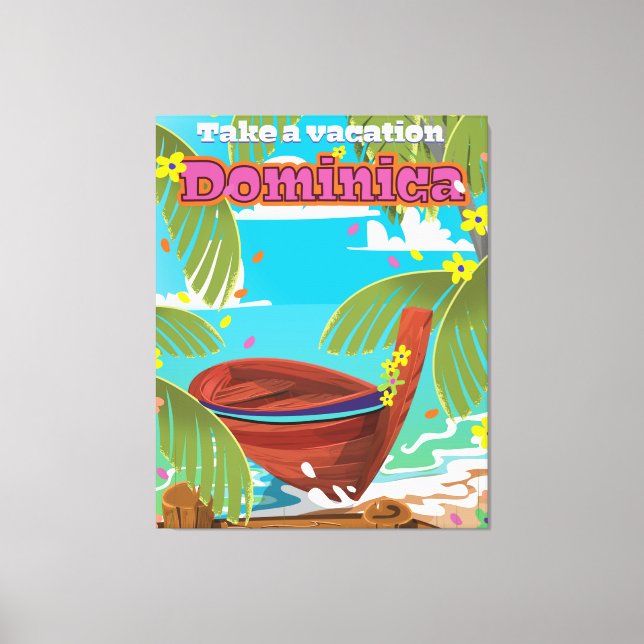 Dominica retro travel poster. canvas print (Front)