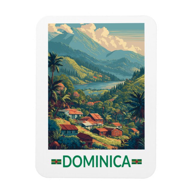 Dominica Travel Art Vintage Magnet (Vertical)