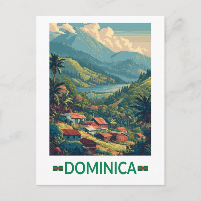 Dominica Travel Art Vintage Postcard (Front)