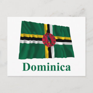 Dominica Waving Flag with Name Postcard