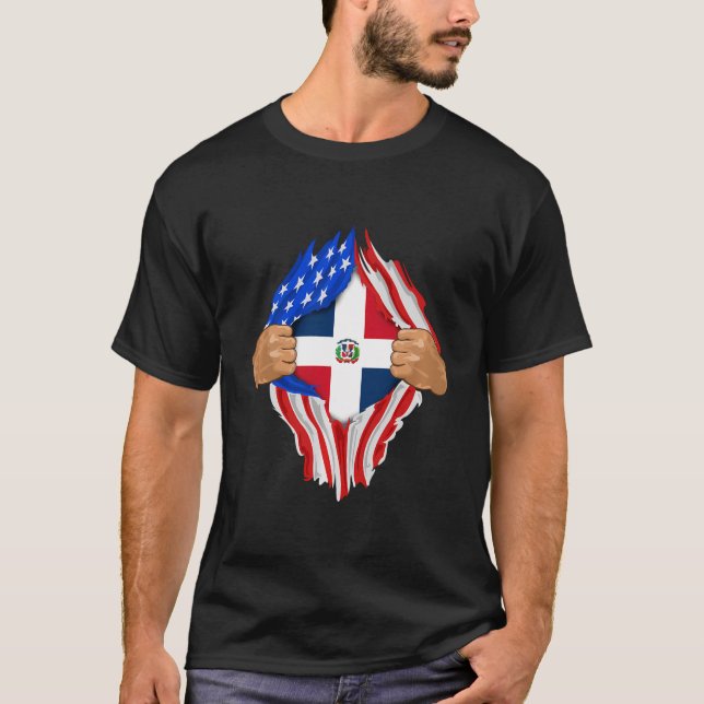 Dominican Blood Inside Me Dominican Republic Flag  T-Shirt (Front)