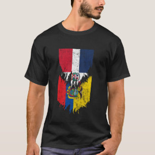 Dominican Ecuadorian Flags Ripped Dominican Republ T-Shirt