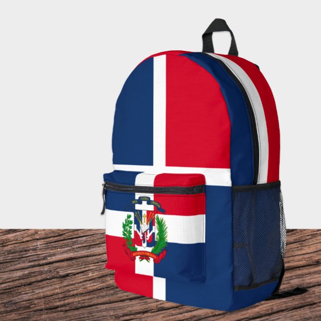 Dominican Flag Backpack, Dominican Republic Bag, Printed Backpack (Dominican Republic Backpack / Patriotic, flag styling)