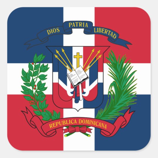 Dominican Flag & Coat of Arms, Dominican Republic Square Sticker