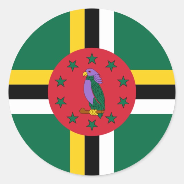 Dominican Flag, Flag of Dominica Classic Round Sticker (Front)