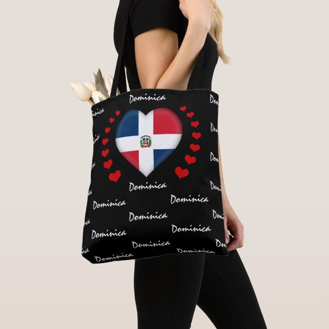 Dominican Flag, Heart & Dominican Rep Flag fashion Tote Bag (Close Up)