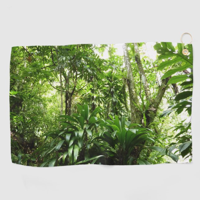 Dominican Rain Forest I Tropical Green Nature Golf Towel (Horizontal)